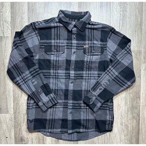 Men's Orvis Grey Black Plaid Flannel Jacket Shirt‎ Shacket Size M